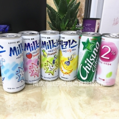 韩国进口 乐天妙可心碳酸饮料 牛奶苏打水milkis 250...