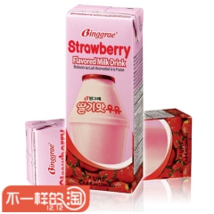 韩国进口含乳饮料 宾格瑞草莓牛奶200ml*24瓶 儿童休闲...