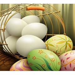 DIY彩绘 涂鸦复活节 仿真鸡蛋 儿童木制过家家玩具