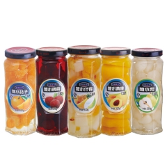 水晶活力水果罐头 330g即食瓶装糖水水果罐头 黄桃桔子杨梅...