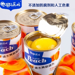 屈姑新鲜水果罐头 对开糖水黄桃罐头425gx24罐/整箱 厂...