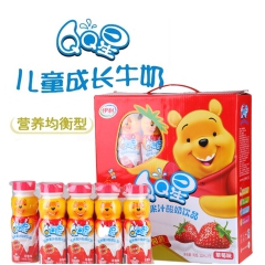 正品保证伊利QQ星营养果汁酸奶饮品草莓味 200ml*16瓶...