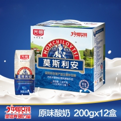 正品光明莫斯利安常温酸奶200g*12 原味酸奶礼盒装常温风...