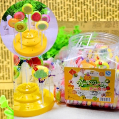 鑫福记水果切片棒棒糖批发 100支/桶多种混合口味儿童礼物糖...