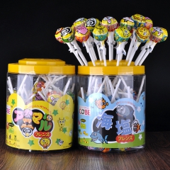 批发马来西亚进口零食颗比混合多口味水果味棒棒糖桶装600g桶...