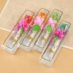 休闲零食糖果七彩闪光玫瑰花型棒棒糖 送人情人节喜糖礼盒装糖果