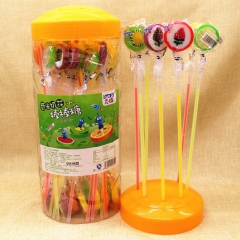 巧嘴荧光长棒水果切片棒棒糖长柄长杆个性创意糖果ktv小店零卖