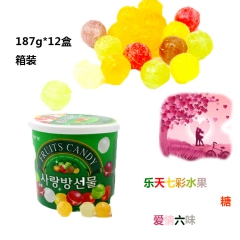 批发韩国进口糖零食乐天七彩水果糖爱情六味彩色礼盒休闲食品18...