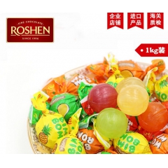 俄罗斯进口水果混合糖果 如胜水果夹心硬糖 4种水果味混装10...