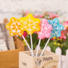 圣诞节造型透明雪花糖果平安夜手工卡通棒棒糖光棍节点花休闲硬糖