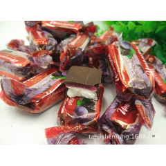 俄罗斯进口食品 黑加仑巧克力果酱夹心糖 牛轧糖 喜糖 批发