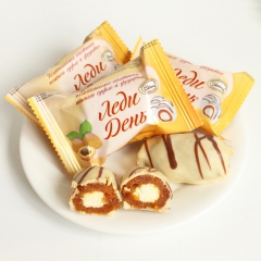 俄罗斯进口食品糖果 果脯糖 杏肉夹心糖果黑白巧克力糖 批发