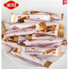 金冠榛巧脆卷夹心巧克力棒休闲零食糖果喜糖20斤/箱