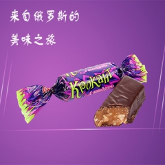 俄罗斯紫皮糖休闲小食杏仁酥果仁夹心巧克力糖 一件 5袋 5k...