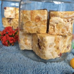 彩色标签手工零食微商代理罐装零食蔓越莓牛轧糖夹心沙琪玛12块