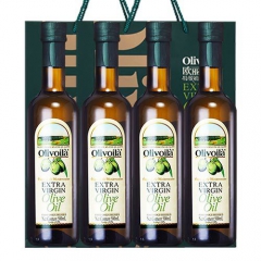 欧丽薇兰 特级初榨橄榄油500mlx4礼盒 食用炒菜烹饪调