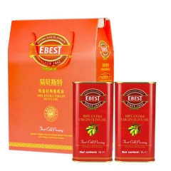 EBEST易贝斯特特级初榨橄榄油1L*2中国红礼盒