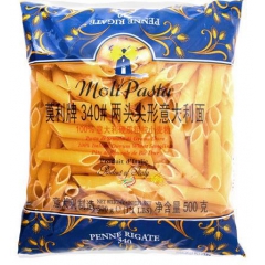 莫利340#两头尖形意大利面 Penne Rigate500...