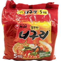 韩国进口方便面 农心小浣熊乌龙面辣味 乌冬面5连包 120g...