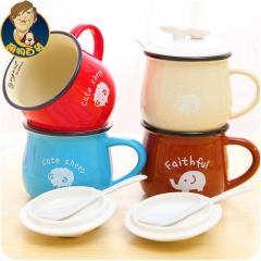 3146日本个性情侣早餐杯 陶瓷杯加厚马克杯子亲子奶茶杯水杯...