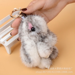 进口水貂装死兔子萌萌兔毛小兔子挂件汽车钥匙扣包包挂饰皮草饰品