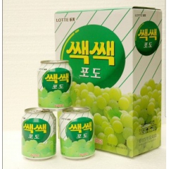 韩国进口饮料 乐天LOTTE粒粒葡萄果肉果汁238ml*12...