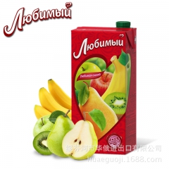 俄罗斯原装进口喜爱100%纯果汁950ML香蕉梨苹果混合什锦...