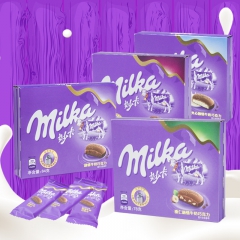 亿滋milka妙卡 醇乳夹心融情牛奶巧克力81g/盒 休闲零...