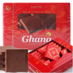 乐天红加纳巧克力 加纳牛奶巧克力 90g*24盒 韩国休闲食...