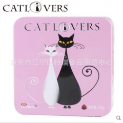 【情侣猫】松露型巧克力礼盒粉罐礼盒100g（代可可脂）整箱2...