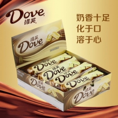 供应婚庆喜糖果零食品德芙排块盒装奶香白巧克力516g(43g...