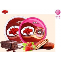 印尼进口巧贝特巧克力味裹衣夹心饼干草莓/香草390g新货
