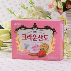 韩国进口零食饼干 可瑞安山都草莓夹心饼干161g*12一箱起...