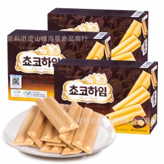 韩国进口crown可来运可拉奥巧克力榛子蛋卷饼干142g/盒...