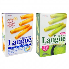 日本进口三立牛油蛋卷浓厚奶油/抹茶味鸡蛋卷饼干91g/14枚...