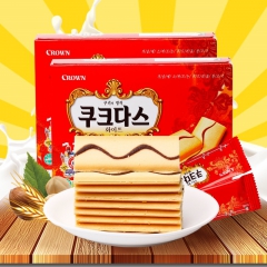 韩国奶油夹心蛋卷142g进口食品可拉奥CROWN奶油芝士饼干