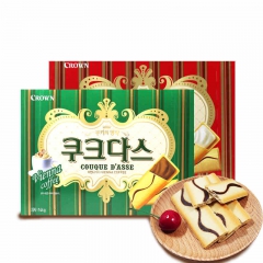 韩国进口零食可瑞安咖啡奶油蛋卷144g休闲食品批发热销饼干