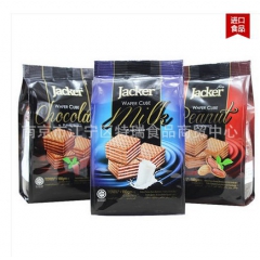 马来西亚进口休闲 杰克香脆方形威化酥饼干牛奶味100g