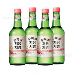 韩国原装进口酒 初饮初乐水蜜桃味水果味烧酒批发