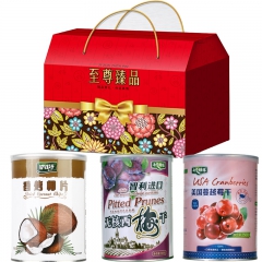 年货礼盒 芒果干蔓越莓葡萄干3罐果脯组合装 进口零食礼包