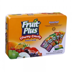 马来西亚进口糖果Fruit plus果超综合水果口味铁盒装软...