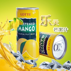 韩国进口饮料 乐天芒果汁批发 乐天芒果汁 180ml*15听...