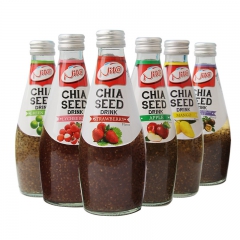 泰国进口饮料奇亚籽饮品百香果荔枝苹果芒果味果汁290ml*4...