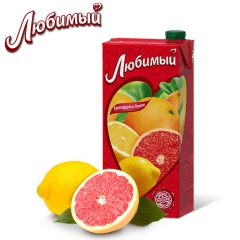 俄罗斯进口喜爱果汁百分百纯果汁950ML  红釉味果汁柚子果...