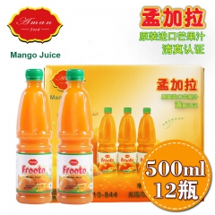 PRAN原装进口芒果汁饮料 浓缩汁 果蔬汁500ml*12瓶...