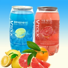 VTALK 粉色西柚味/蓝色柠檬味汽水350ml 韩国进口饮...
