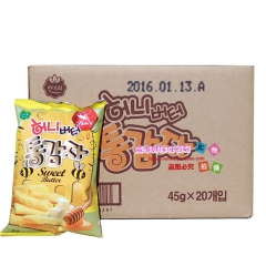 韩国进口膨化食品  韩美禾蜂蜜黄油空心薯条 45g 20袋/...