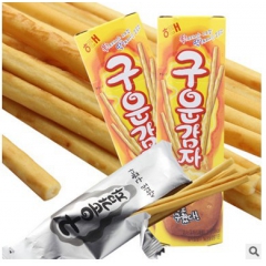 韩国零食 进口食品 海太薯条碳烤薯条 小薯棒 批发27g*3...