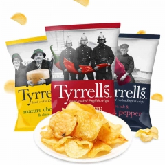 英国进口Tyrrells泰瑞薯片150g原味咸醋香葱黑椒香辣...