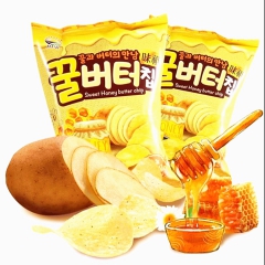 韩国进口零食批发 九日蜂蜜黄油薯片60g 整箱20包 膨化食...